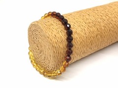 Amber Bracelet Gift FACETED Round Beads Baltic Amber Ombre Rainbow Colorful 8016