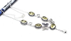 925 Sterling Silver Lemon Quartz Handmade Stone Jewelry Necklace