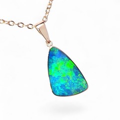 Rosengarten’ Genuine Australian Opal Pendant 14k Rose Gold 1.5g P52