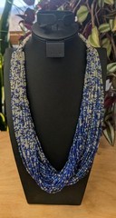 Seed Beads Ombre Women’s Necklace Shades of Blue Multiple strands 25″ Length