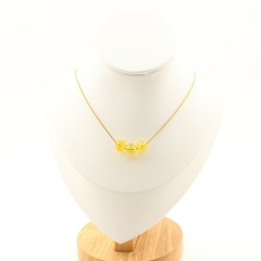 Necklace 3 Beads Citrine 0 5/16in Chain Steel Golden Stainless Necklace Women