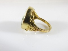 Antique Style Japanese Satsuma Iris Flower Ring Gilt Sterling Size 6.5