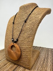 Brown Circle Pendant Necklace – Handmade Wooden Jewelry | Adjustable Unisex