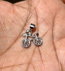 925 Sterling Silver BICYCLE CYCLE Pendant with Cz, Small Minimal Jewelry #2