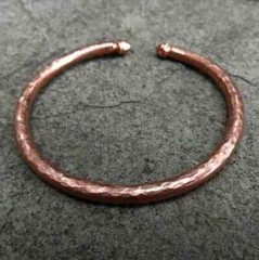 1 Pc Pure Copper Bangle, Unisex Cuff Bracelet, Hammer Healing Bangles Adjustable