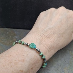 Sonoran Gold Turquoise Navajo Desert Pearl Stretch Bracelet Sterling Silver 6-7