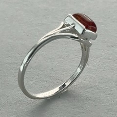 Square Cognac / Brown BALTIC AMBER Rectangle Ring – 925 STERLING SILVER #101e
