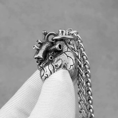 Anatomical Heart Necklace 60Cm Silver Pendant For Men And Women Unisex…