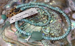 NWT Peruvian Opal Beads Stone Aqua Necklace 16/18″ South Africa $80 Beachy Boho