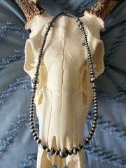 Sterling Silver Native Style SW 4mm Desert Pearls Necklace & Accents 18.5-20.5”