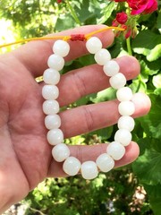 Beautiful Genuine White Mutton Fat Hetian Jade Nephrite 10mm Beads Bracelet