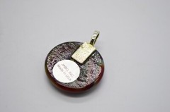 Red Blue Yellow White Swirl Flattened Glass Jabo Marble Necklace Pendant