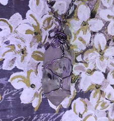 Natural herkimer type dimond quartz crystal point DT wire wrapped pendant