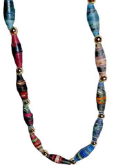 One Set Of Three Handmade Paper Beaded Necklaces Recycled Paper, eco-Friendly