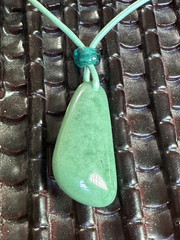Green Jade Pendant Unisex Necklace Green Leather Cord Adjustable Good Luck