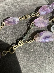 Genuine Ametrine Stone necklace. Faceted. Brass Chain Necklace. Rare.