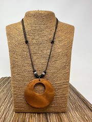 Brown Circle Pendant Necklace – Handmade Wooden Jewelry | Adjustable Unisex