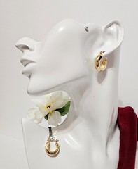 Starburst 14K Gold Plated Hoop Cubic Zirconia Bubble Huggie Post Earrings
