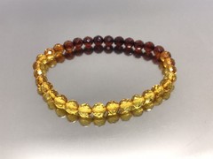 Amber Bracelet Gift FACETED Round Beads Baltic Amber Ombre Rainbow Colorful 8016