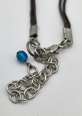 Multicolor Artisan Glass Bead Brown Cord Necklace Boho Adjustable 26 In