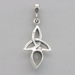 925 Sterling Silver – Facetted Teardrop Rainbow Moonstone Celtic Knot Pendant