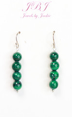 Malachite Earrings 6mm Ball Green Natural Gemstone 925 Sterling Silver 1 1/2″