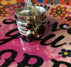 Sterling Silver Spinner Ring or Fidget Beautiful Stone Handmade Sz 6.5 (8.4 Gr)