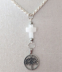 Cross Tree of Life Pendant Necklace Handmade Christian Religious Jewelry Gift