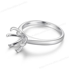 8mm to 8.5mm Round Cut Prong Setting Ring Solid Sterling Silver 925 Non-Plated