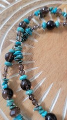 Barse 925 Sterling Smoky Quartz Turquoise Necklace | Long Boho Statement Pendant