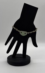 Handmade Ceramic Pendant Cord Bracelet Green Glaze Artisan 2000s