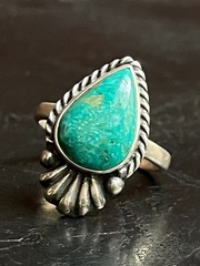 Kingman Turquoise Tear Drop Ring Size 8 | 925 Sterling Silver G516