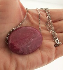 Pink Agate Gemstone Pendant Necklace 1.25*16*19