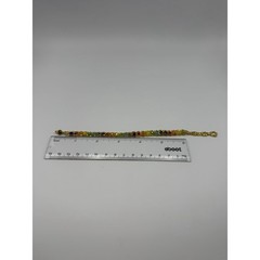 Handmade Gold Rainbow Beaded Bracelet Multicolor Crystal Seed Bead 8.25 Inch