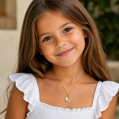 Baby Bunny Charm Necklace – Gold Trim – Rolo Rolo Chain – Lobster Clasp
