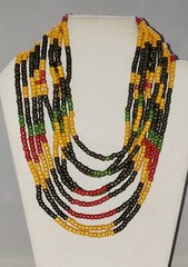 Wood Bead MULTI-STRAND NECKLACE 18″ VIETNAM VETERAN Colors Handmade in USA JN21