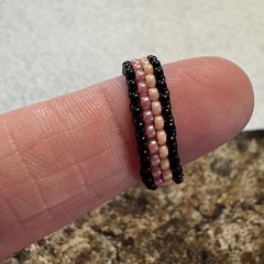 Black Pink Opal Peach Color Rings Stretchy Rings Handmade Jewelry