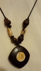 Boho Chic Statement Necklace Organic Natural Tagua Nut Wood Beads Necklace
