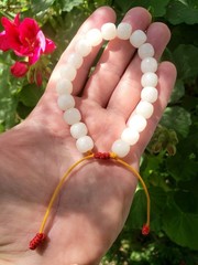 Beautiful Genuine White Mutton Fat Hetian Jade Nephrite 10mm Beads Bracelet