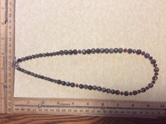 Handmade Indian Black Gray Labradorite & Red Jade Sterling Silver Necklace 21”