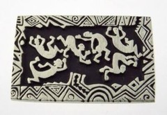 Alice Seely 2000 Silvertone Metal Petroglyph Style Pin Brooch Dancing People VG