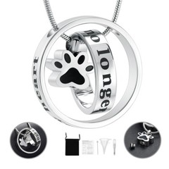 Paw Print Urn Necklace for Dog Ashes Stainless Steel Cat Ashes Memorial Necklace