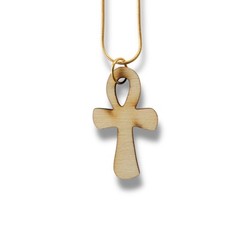 Necklace – Ankh – Key of Life Snake and Cable Link chains – Birch Wood