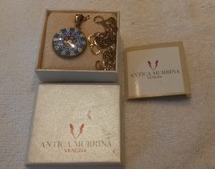 Antica Murrina Veneziana 925 Millefiori Glass Pendant On 925 Arezzo Italy Chain