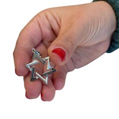 Star of David Cutout Interwoven Triangles Jewish Pendant in Real 14k Solid Gold