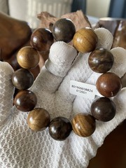 Golden Silk Nanmu 金丝楠木 20mm Phoebe Zhennan Wood Multicolor Bead Bracelet Jewelry