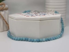 Handmade Blue Chalcedony Choker necklace 16 CM Genuine Crystals