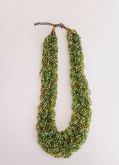 VTG Twisted Green Seed Bead Boho 18″-21″ Adjustable Choker Style Necklace 3.62oz