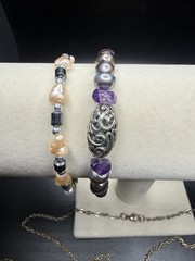 Artisan Jewelry Lot Shell Pearl Bracelets Pendant Necklace Mother of Pearl Boho