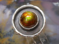 Sterling Silver and Slaughter Camp AZ Fire Agate Gem ring sz 10 3/4 D102